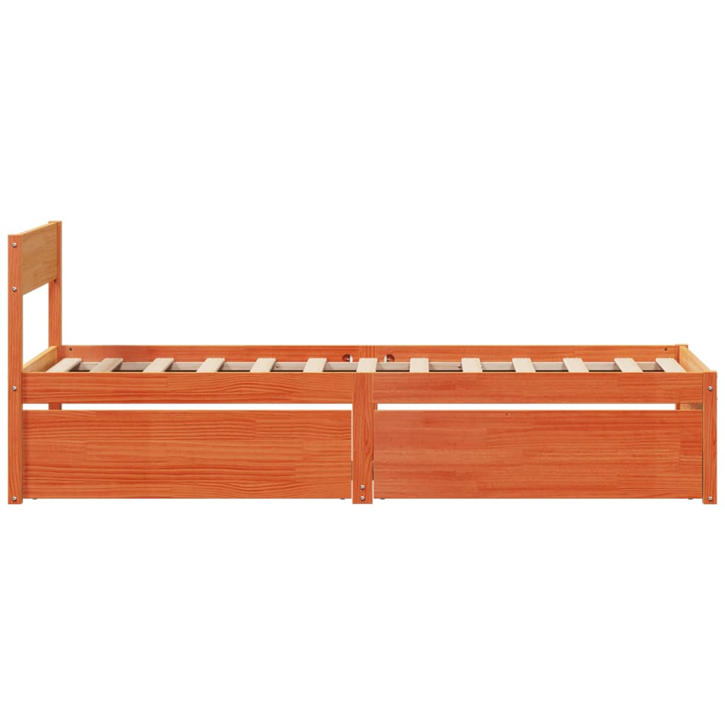 Bed Frame without Mattress Wax Brown 90x190 cm Single Solid Wood Pine